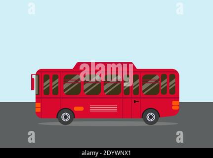 Big red bus, illustration, vector on a white background. Stock Vector