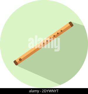 Wooden Flute Flat Illustration In Cartoon Style On White Stock