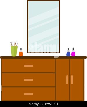 Dressing table, illustration, vector on a white background. Stock Vector