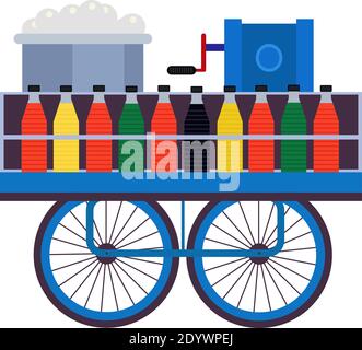 Ice drinks cart, illustration, vector on a white background. Stock Vector