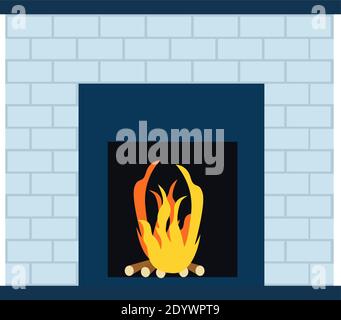 Fire place, illustration, vector on a white background. Stock Vector