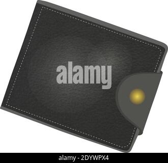 Black wallet, illustration, vector on a white background. Stock Vector