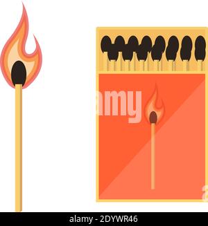 Vector 3d Realistic Colorful Match Stick Icon Set, Closeup Isolated On  White Background. Whole And Burnt Matchstick. Stages Of Burning The Match.  Symbol Of Ignition, Burning And Withering. Design Template, Clipart For