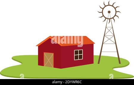 Farm house, illustration, vector on a white background. Stock Vector