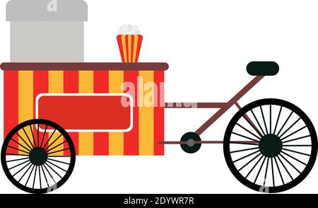 Popcorn stand, illustration, vector on a white background. Stock Vector