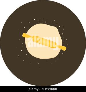 Rolling pin and dough, illustration, vector on a white background. Stock Vector