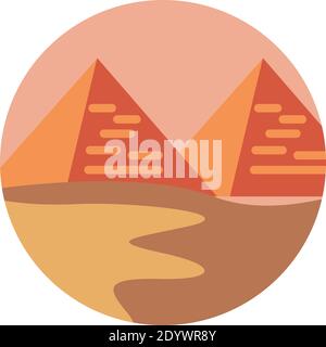 Two pyramids, illustration, vector on a white background. Stock Vector