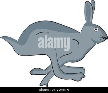 Running rabbit, illustration, vector on a white background. Stock Vector