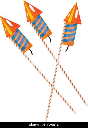 Three rocket crackers, illustration, vector on a white background. Stock Vector