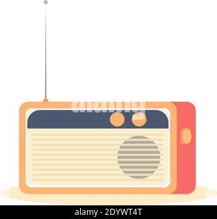 Orange radio, illustration, vector on a white background. Stock Vector