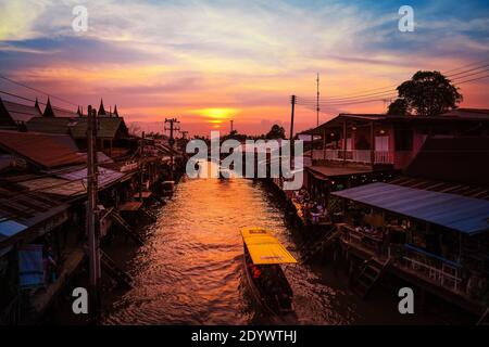28 January 2018 Samut Songkram Thailand boat in the river at Amphawa market Samut Songkram Stock Photo