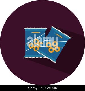 Chips in bag, illustration, vector on a white background. Stock Vector