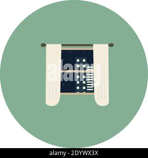 Window in the room, illustration, vector on a white background. Stock Vector