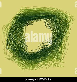 An abstract green circular scribble shape background image. Stock Vector