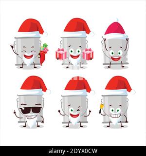 Santa Claus emoticons with grey paint bucket cartoon character. Vector illustration Stock Vector