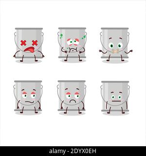 Grey paint bucket cartoon character with nope expression. Vector illustration Stock Vector