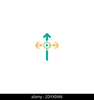 Two blue arrows point out from the center. Expand Arrows icon. Outward Directions, variants icon. Vector illustration. Isolated on white. Stock Vector