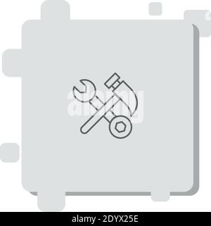 wrench and pick hammer outline vector icon modern simple vector illustration Stock Vector