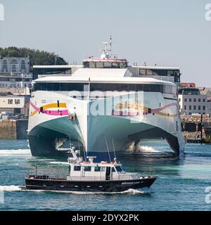 Condor Liberation passenger ferry arriving St Peter Port Guernsey Stock Photo