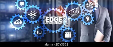 EDGE Computing technology internet concept. Mixed Media Stock Photo