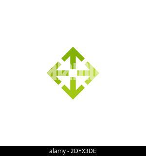 four arrows point out from the center. olive green expand Arrows icon. Outward Directions icon. Vector illustration. Isolated on white. Edit, expand b Stock Vector