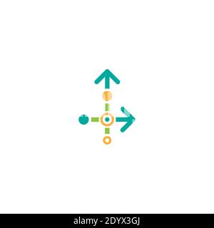 Two blue arrows point out from the center. Expand Arrows icon. Outward Directions, variants icon. Vector illustration. Isolated on white. Stock Vector
