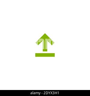 green sharp arrow up. icon isolated on white. Upload icon. Upgrade sign ...