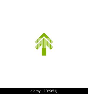 green double sharp arrow up. icon isolated on white. Upload icon. Upgrade sign. North pointing arrow. Stock Vector