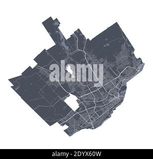 Quebec map. Detailed vector map of Quebec city administrative area. Cityscape poster metropolitan aria view. Stock Vector