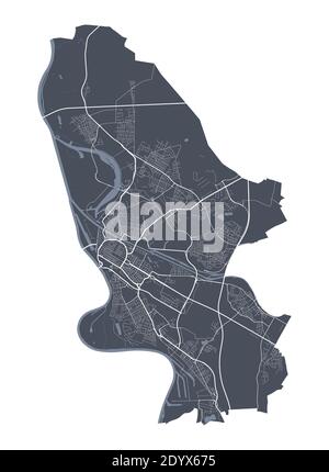 Mannheim, Germany printable street map in classic style colors with all