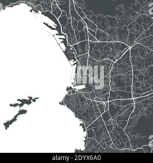 Marseille city map poster. Map of Marseille street map poster. Marseille map vector illustration. Stock Vector