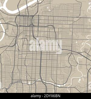 Vector map of Kansas City, USA, United States. Street map poster illustration. Kansas City map art. Stock Vector