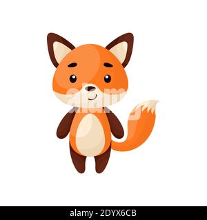 Cartoon Fox For Kids Illustration For Children Flat Design Animal In Minimalism Style Series Of Semicircular Animals Stock Vector Image Art Alamy