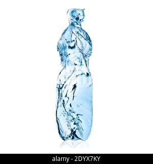 Bottle figure made with clean water isolated on white background Stock Photo