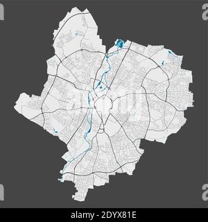 Leicester map. Detailed map of Leicester city administrative area. Cityscape panorama. Royalty free vector illustration. Outline map with highways, st Stock Vector