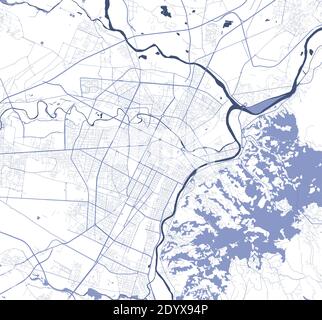Vector map of Turin. Street map poster illustration. Turin map art. Stock Vector