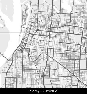 Urban city map of Memphis. Vector illustration, Memphis Tennessee map grayscale art poster. Street map image with roads, metropolitan city area view. Stock Vector