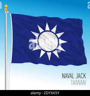 Taiwan navy jack flag, Republic of China, vector illustration Stock Vector