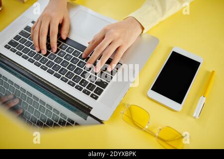 Freelancer working on laptop Stock Photo