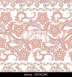 Ffloral seamless pattern in batik style, Vector background Stock Vector