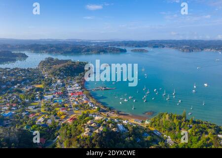 Aerial view of Russell in New Zealand Stock Photo