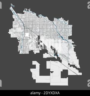 Tucson map. Detailed map of Tucson city Arizona administrative area. Cityscape panorama. Royalty free vector illustration. Outline map with highways, Stock Vector