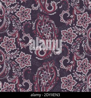 Floral vintage background with paisley ornament. Seamless vector pattern Stock Vector