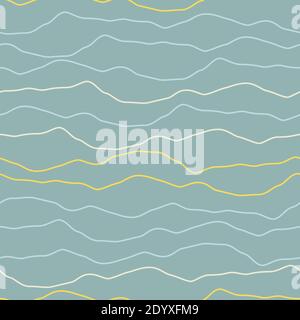 simple ocean waves seamless vector pattern Stock Vector