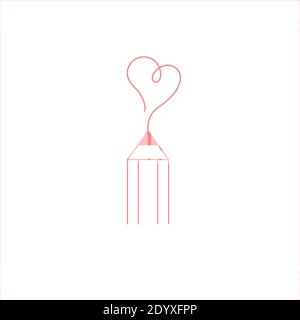 Pencil and heart icon. Blogger sign. Logo writing courses. Stock Vector