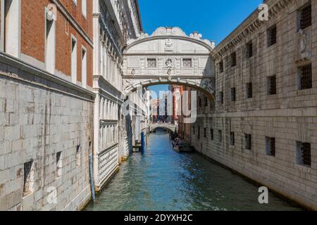 View of Bridge of Sighs from Riva Degli Schiavoni, Venice, Veneto, Italy, Europe Stock Photo