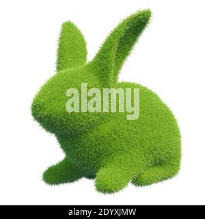 Rabbit in the form of green fresh grass. 3d rendering Stock Photo