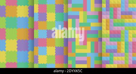 colorful kids floor cover seamless patterns set Stock Vector