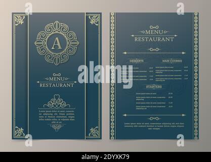 Menu Layout with ornamental Elements. Stock Vector