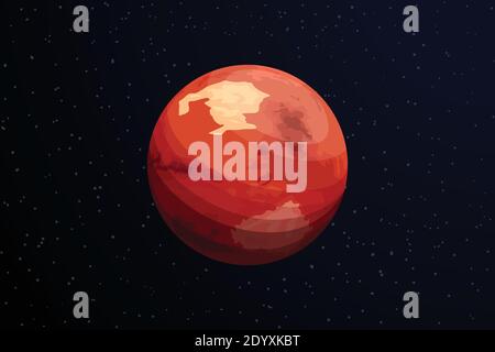 red planet mars on dark deep space Stock Vector